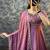 Peach embroidered vichitra silk anarkali gown with dupatta set