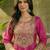 Pink embroidered french crepe kurta palazzo set with organza silk dupatta