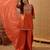Orange embroidered french crepe kurta palazzo set with organza silk dupatta