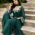 Zari green embroidered georgette kurta palazzo set with dupatta