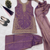Onion pink embroidered shimmer silk kurta with palazzo and dupatta set