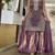 Onion pink embroidered shimmer silk kurta with palazzo and dupatta set