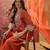 Orange embroidered french crepe kurta palazzo set with organza silk dupatta