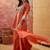 Orange embroidered french crepe kurta palazzo set with organza silk dupatta