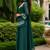 Zari green embroidered georgette kurta palazzo set with dupatta