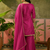 Pink embroidered french crepe kurta palazzo set with organza silk dupatta