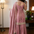 Peach embroidered shimmer silk sharara salwar suit set with dupatta