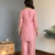 Pink embroidered mirror work chinon silk kurta palazzo set with striped dupatta
