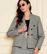 Checked notched lapel double-breasted  blazers