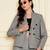 Checked notched lapel double-breasted  blazers
