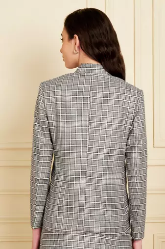 Checked notched lapel double-breasted  blazers