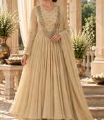 Beige georgette handwork anarkali suit