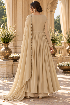 Beige georgette handwork anarkali suit 3