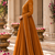 Burnt orange cotton handwork anarkali suit set