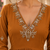 Burnt orange cotton handwork anarkali suit set