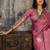 Baby pink satin handloom weaving festive wear saree