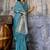 Sky blue satin handloom weaving festive wear saree