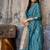 Sky blue satin handloom weaving festive wear saree