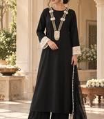 Black rayon handwork suit set