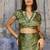 Olive satin handloom weaving festive wear saree