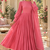 Carrot pink cotton pleated anarkali suit
