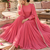 Carrot pink cotton pleated anarkali suit