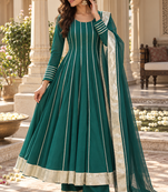 Deep green cotton gotapatti anarkali suit
