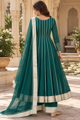 Deep green cotton gotapatti anarkali suit 3