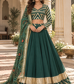 Green cotton gota patti lehenga set