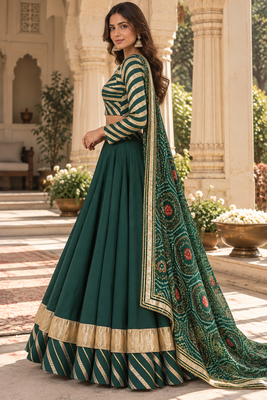 Green cotton gota patti lehenga set 2