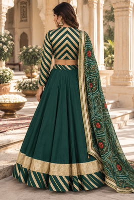 Green cotton gota patti lehenga set 3