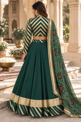 Green cotton gota patti lehenga set