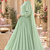 Mint green cotton pleated anarkali suit