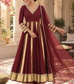 Maroon rayon handcrafted gotapatti anarkali set