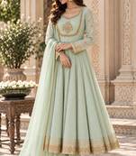 Pastel green traditional gota patti anarkali suit