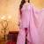 Pink sequins embroidered silk kurta plazzo dupatta set for women