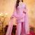 Pink sequins embroidered silk kurta plazzo dupatta set for women