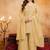 Yellow sequins embroidered silk kurta plazzo dupatta set for women