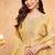 Yellow sequins embroidered silk kurta plazzo dupatta set for women