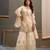 White zari & thread embroidered viscose kurta plazzo dupatta set for women