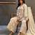 White zari & thread embroidered viscose kurta plazzo dupatta set for women
