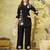 Black floral embroidered rayon co-ord set for women