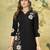 Black floral embroidered rayon co-ord set for women