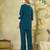 Blue floral embroidered rayon co-ord set for women