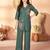 Green floral embroidered rayon co-ord set for women