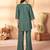 Green floral embroidered rayon co-ord set for women