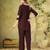Wine floral embroidered rayon co-ord set for women
