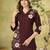 Wine floral embroidered rayon co-ord set for women