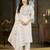 White floral embroidered silk kurti pent dupatta set for women
