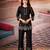 Black floral embroidered rayon co-ord set for women